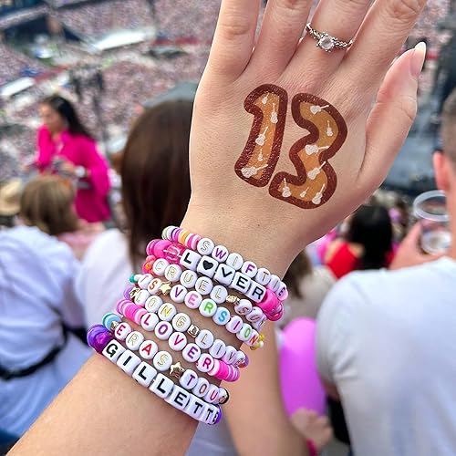 Miniatura 5 de Tuoshei 30 unids eras tour tatuajes temporales número 13 pegatinas de tatuaje accesorios de concierto ídolo accesorios de fiesta de cumpleaños
