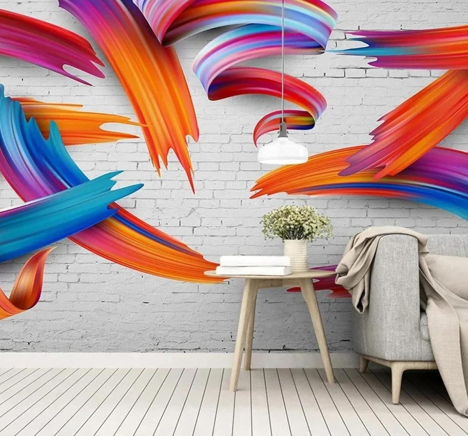 XLMING Unique Colourful Geometric Lines Art 3D Wallpaper Luxury Home Dining Decor Paste Sofa Living Room The Wall for Bedroom Mural-250cm×170cm