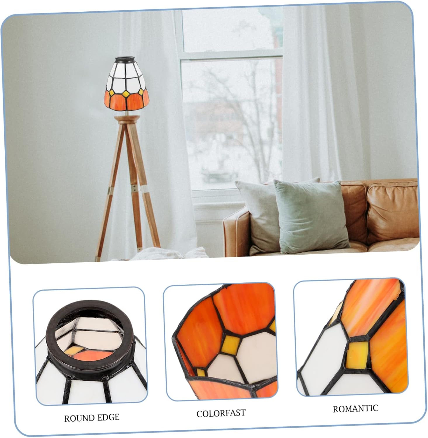 DOITOOL Decorative Glass Lampshade Ceiling Light Cover Scalloped Hanging Light Fixture