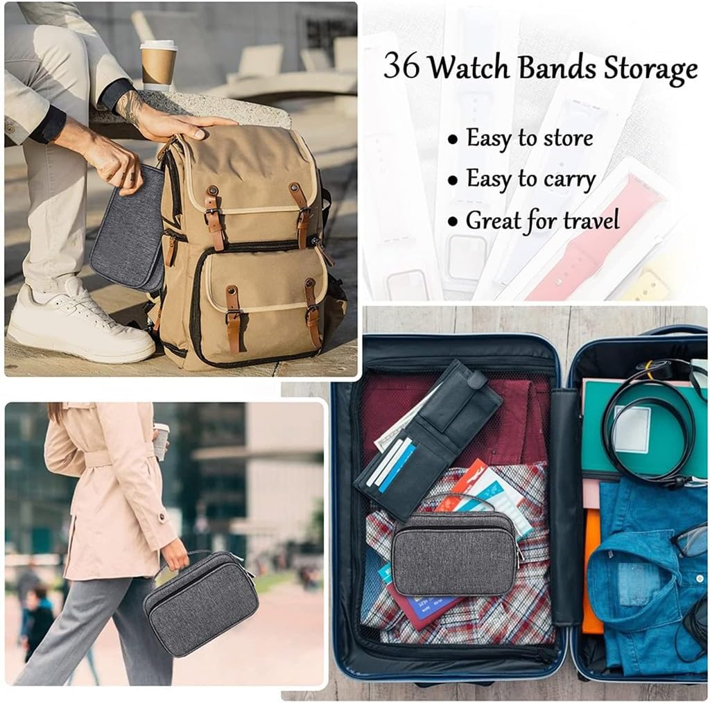 Watch Storage Organizer Bag for Smartwatch and Watchband, Zipper Case for Travel