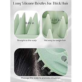 HEETA Scalp Massager Hair Growth with Soft Silicone Bristles to Remove Dandruff and Relieve Itching, Shampoo Brush for Hair Care & Relax Scalp, Scalp Scrubber for Wet Dry Hair (Green & Beige)