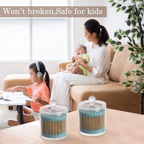 Miniatura 4 de Tbestmax Qtip - Recipientes transparentes para hisopo de algodón de 102036 onzas, tapas transparentes para almacenamiento, juego de 3 unidades