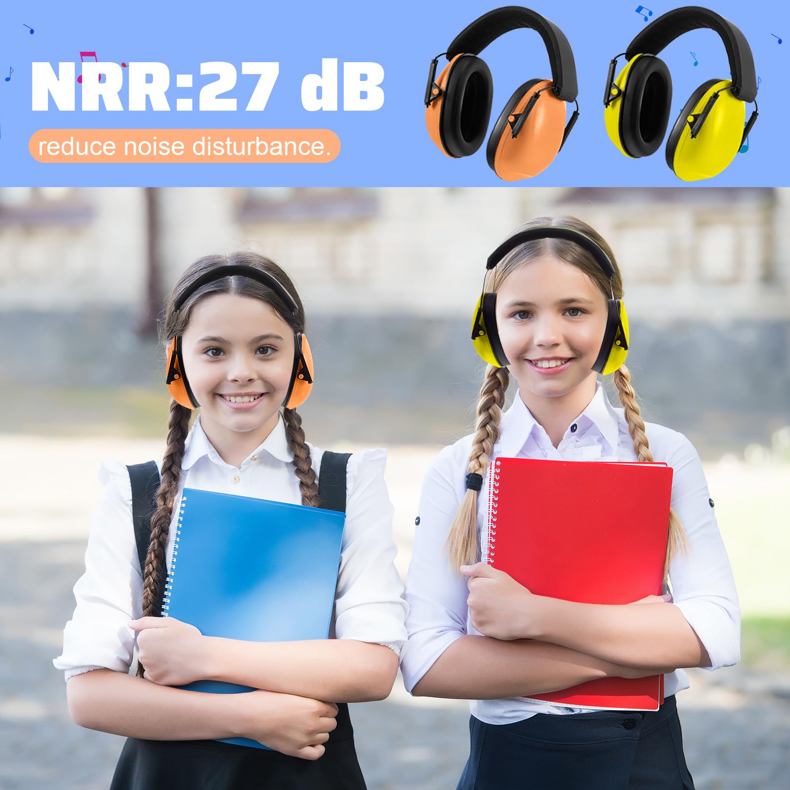 Amylove 6 Stück Kinder Kopfhörer mit Geräuschunterdrückung, 27 dB, verstellbare Reduzierung, Ohrenschützer für Autismus, sensorische Kleinkinder, Kinder