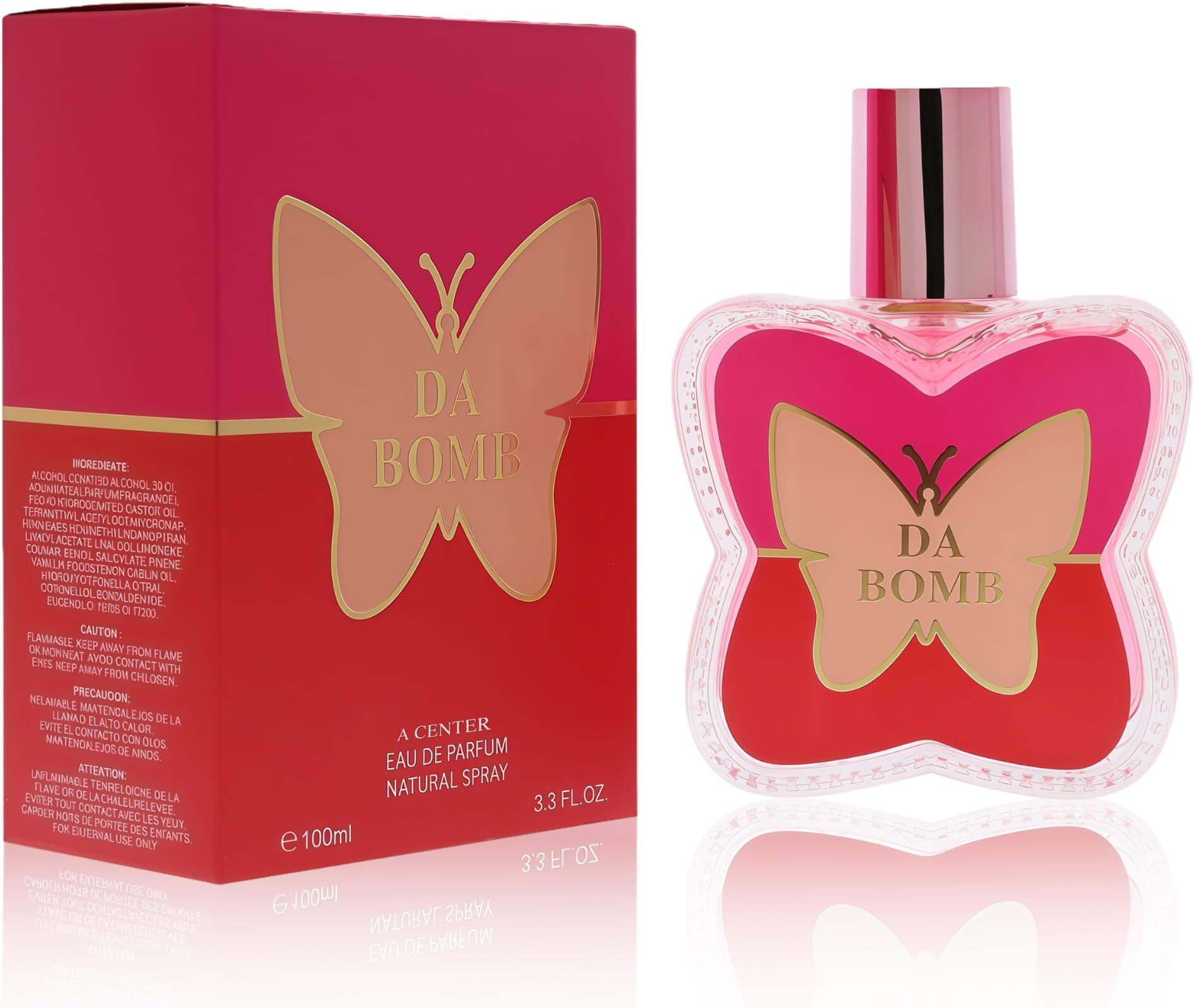 A CENTER Da Bomb Women's Eau de Parfum | 3.3 Fl Oz Sweet Floral Amber Cologne | Vanilla Fruity Scent Gift for Her