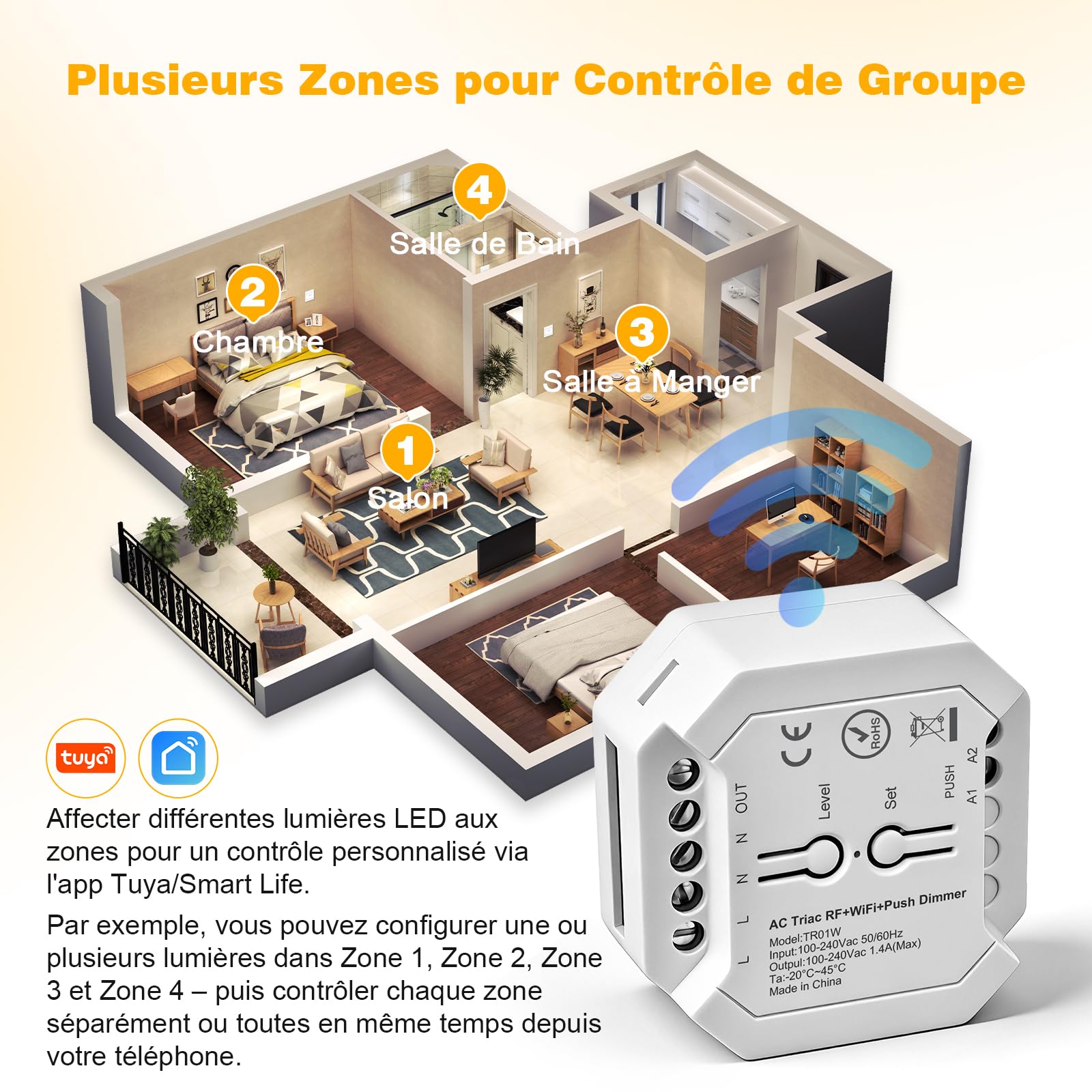 VIPMOON Variateur de Lumière LED Interrupteur Intelligent