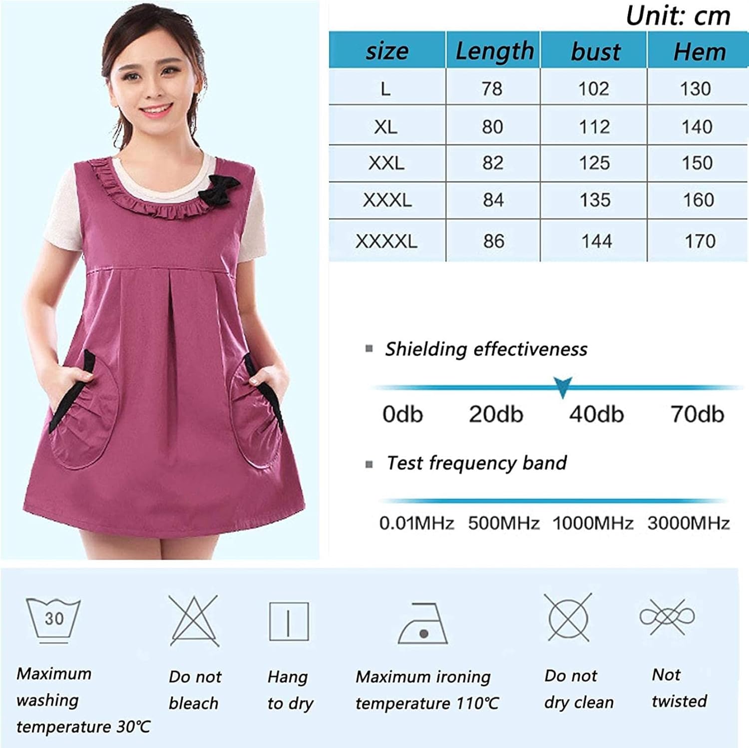 Radiation Protection Suit, Radiation Suit Maternity Wear Pregnant Women Protective Apron 5G Anti-Radiation, EMF Radiation Protection Baby Belly Band,Pink,L MU415