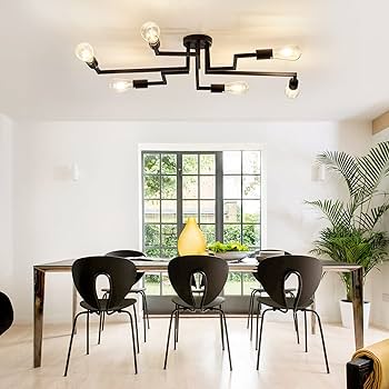 ZGLAOJT 6- Lights Ceiling Light Fixture，Vintage Semi Flush