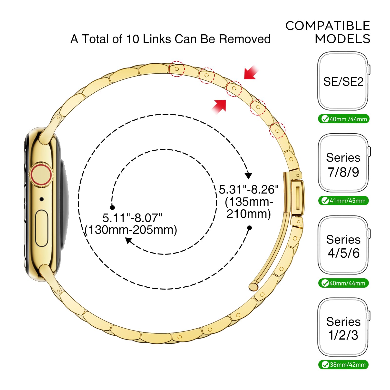 WFEAGL Slim Straps Compatible with Apple Watch Straps 40mm 38mm 41mm 42mm(Series 11 10),Slim Stainless Steel Replacement Strap Compatible iWatch SE/Ultra/iWatch Series 11 10 9 8 7 6 5 4 3 2 1,Gold - Image 4