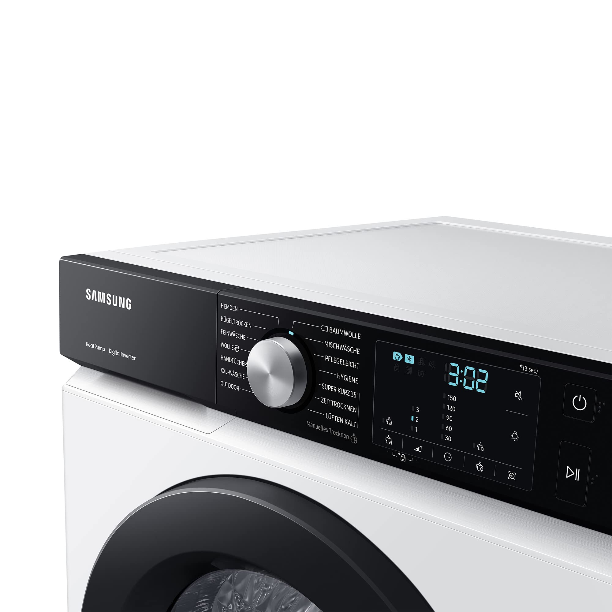 Samsung DV8GBBA225AE/EG Sèche-linge à pompe à chaleur Bespoke 8 kg Hygiène+ Optimal Dry – Séchage par capteur, filtre confort 2 en 1, super court 35', moteur inverseur numérique, blanc