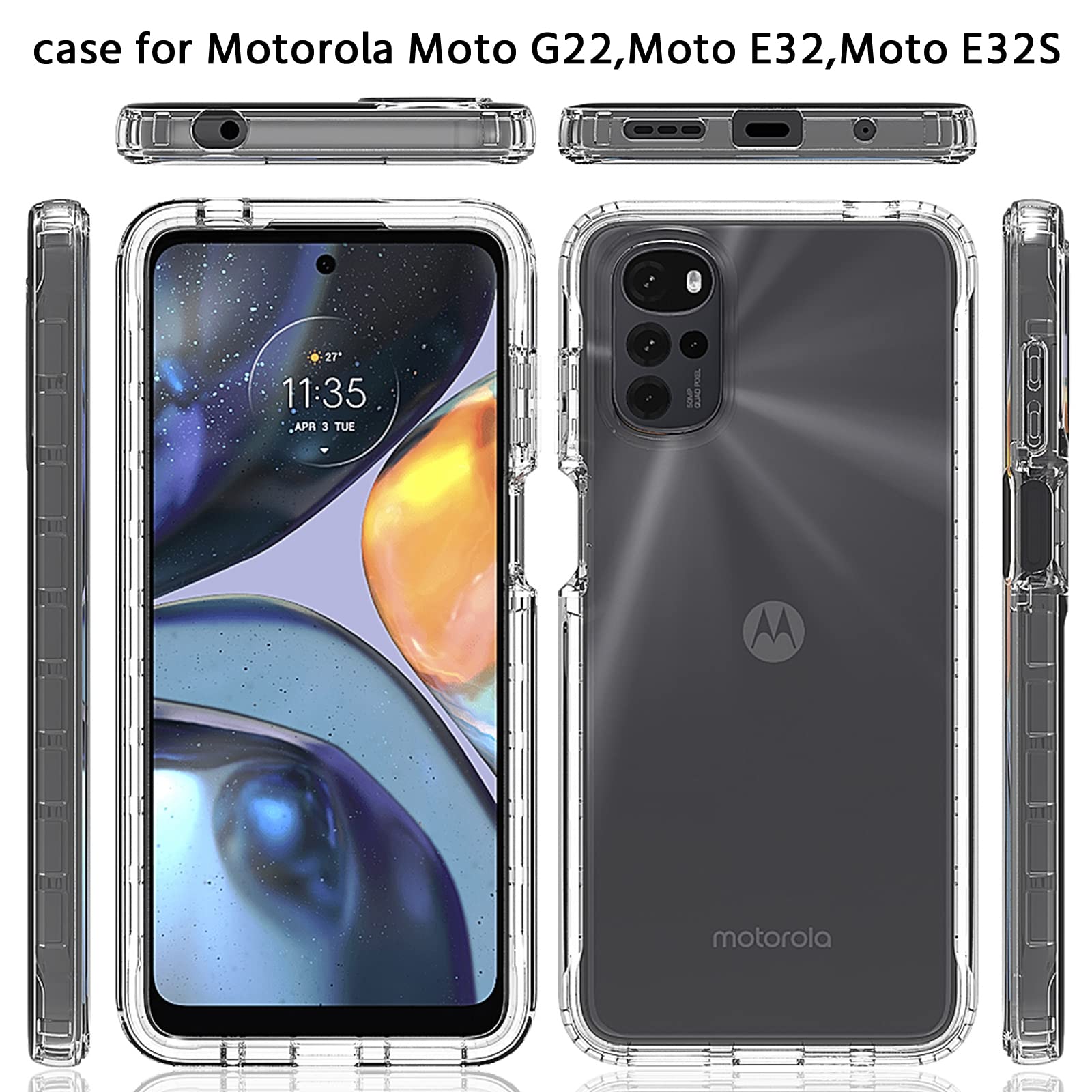 TingYR Cover Per Motorola Moto G22, Supporto Pieghevole, TPU - Foto 8