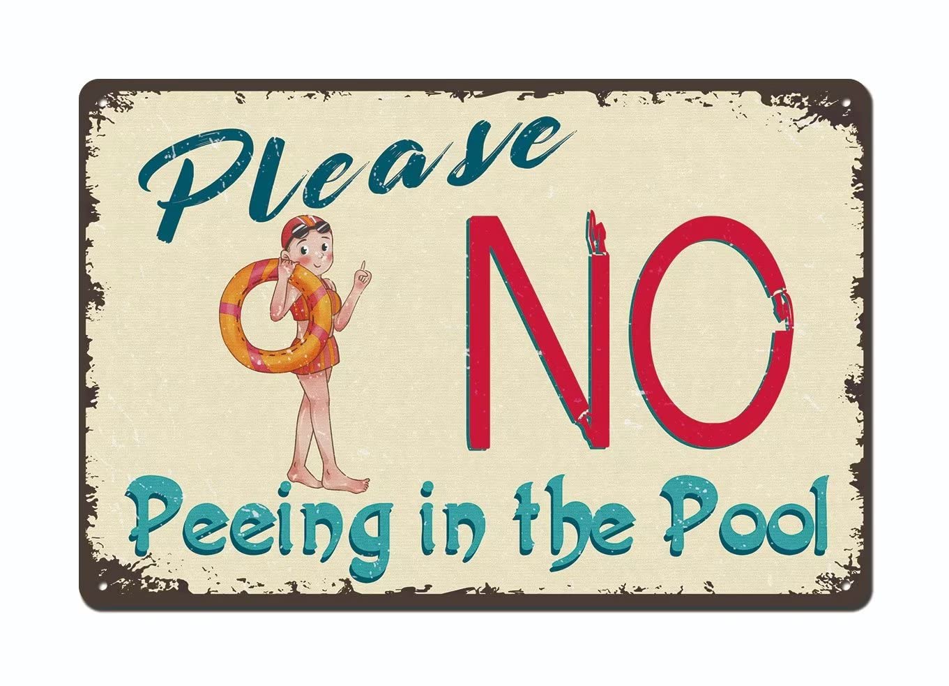 Please No Peeing In The Pool Sign Vintage Metal Tin Signs Pool Decorations Outdoor Swimming Pool Wall Decor Pool House Decor 8x12 Inch-image-3