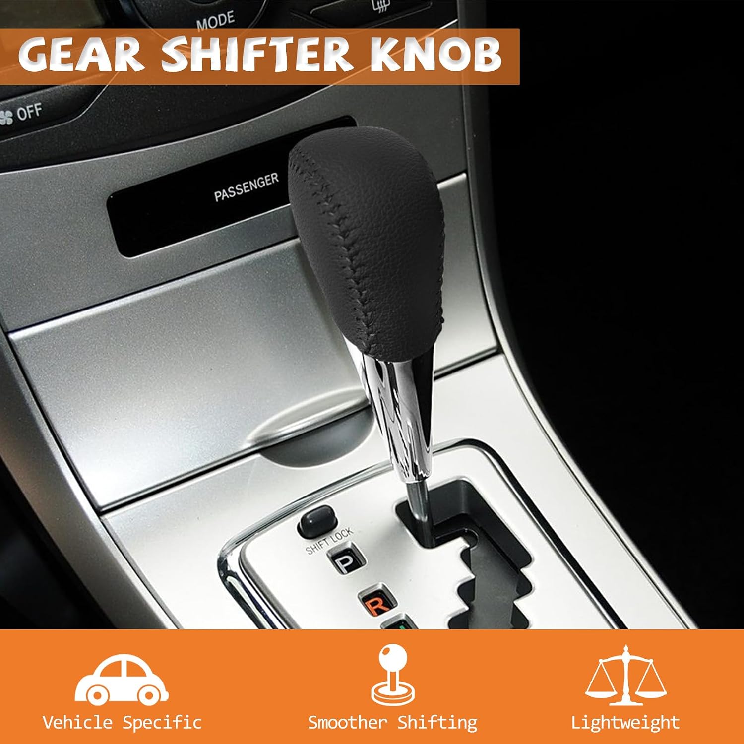 Black Leather Automatic Gear Shift Knob Stick Shifter Compatible with Toyota Corolla Highlander Camry RAV4 Sienna Venza Avalon Matrix Tacoma