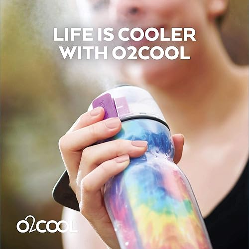 Miniatura 8 de O2COOL Mist 'N Sip botella de agua con vaporizador 2 en 1 con función de rociar y beber sin fugas con tapa de extracción (corazones)