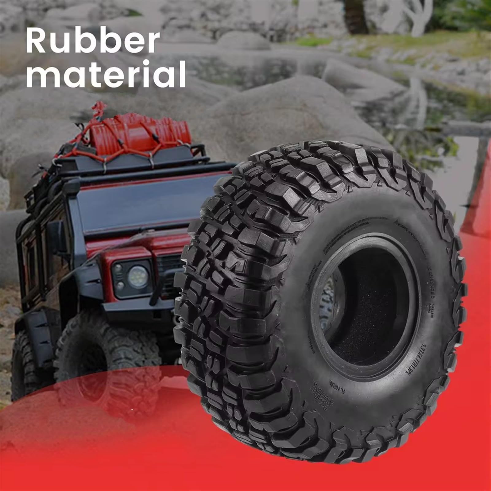 Neumático RC Compatible con TRX4 D90 para Axial SCX10 II III para Redcat 4 Piezas 117 Mm 1,9 Neumático De Goma Rueda Neumático 1/10 RC Crawler Car