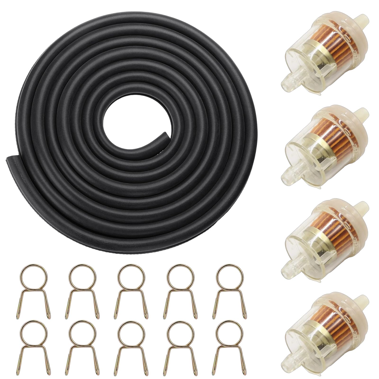 Benzinfilter, Kraftstofffilter, Benzinfilter Moped, Benzinschlauch Rasenmäher, 3m Benzinschlauch Kit Mit 4 Filtern Und 10 Schlauchschellen, Für Motorrad, Roller, Rasenmäher Und Auto