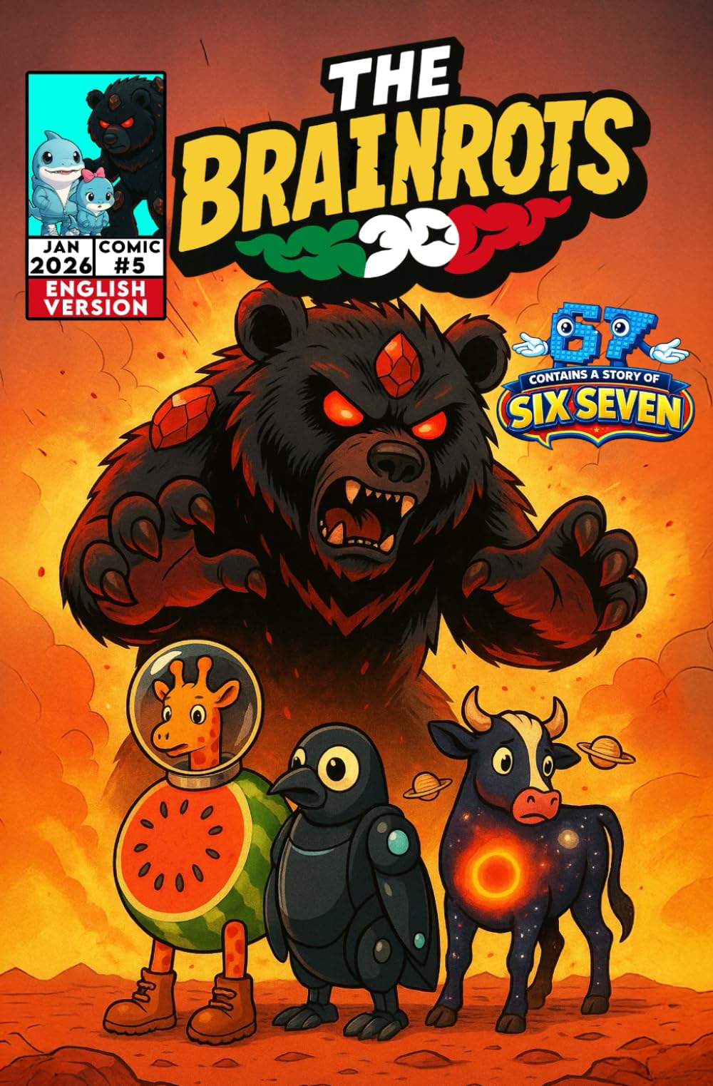 THE BRAINROTS #5 - Issue Five - The comic of the Italian Brainrot characters [English Version]: 3 Comic Stories in Italian [First appearance of 67 “Six Seven”]