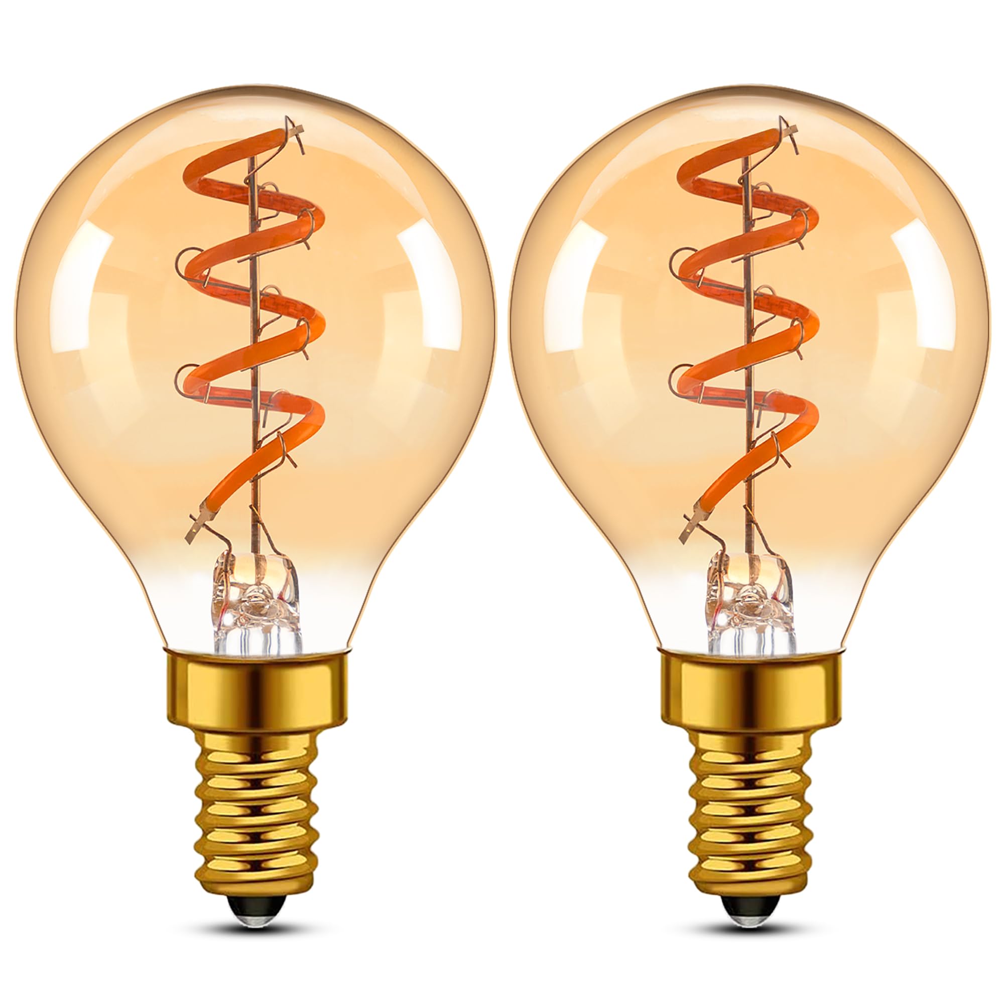 Century Light Vintage E14 LED Glühbirne, 3W Edison Filament Tropfenform Birne, Ersetzt 30W, 2200K Warmes Licht Leuchtmittel Für Dekorative Kronleuchter,50lm,230V,G45,Amber Glas,CRI90+,2 Stück