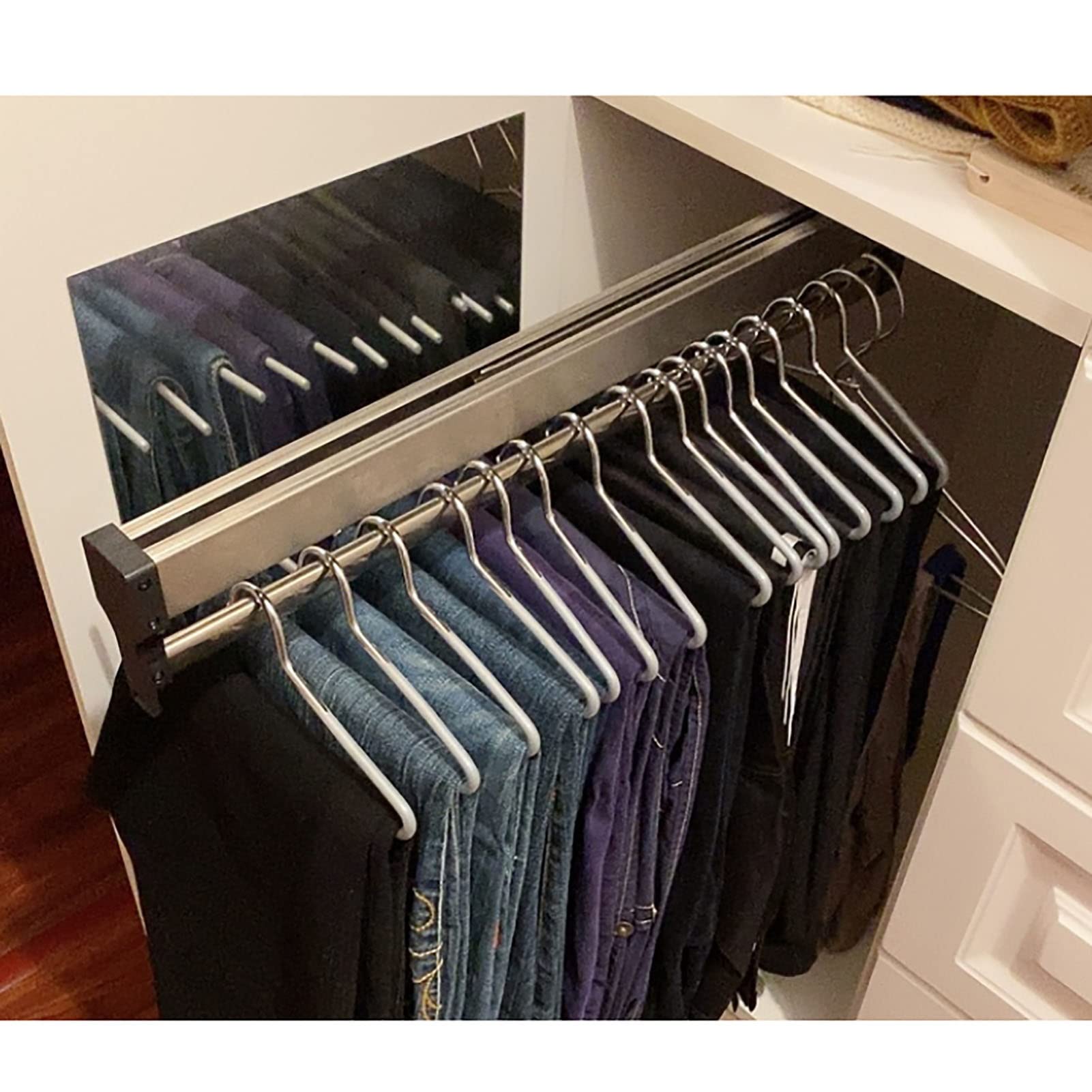 Closet Clothes Hanger Rail,Pull-Out Closet Valet Rod Adjustable Wardrobe Clothing Rail Top Mount Wardrobe Hanger Rack Bar for Pants and Coat (Size : 700mm/27.5INCH)