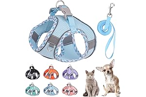 Cute Classic Blue Plaid Yorkie Puppy Dog Harness