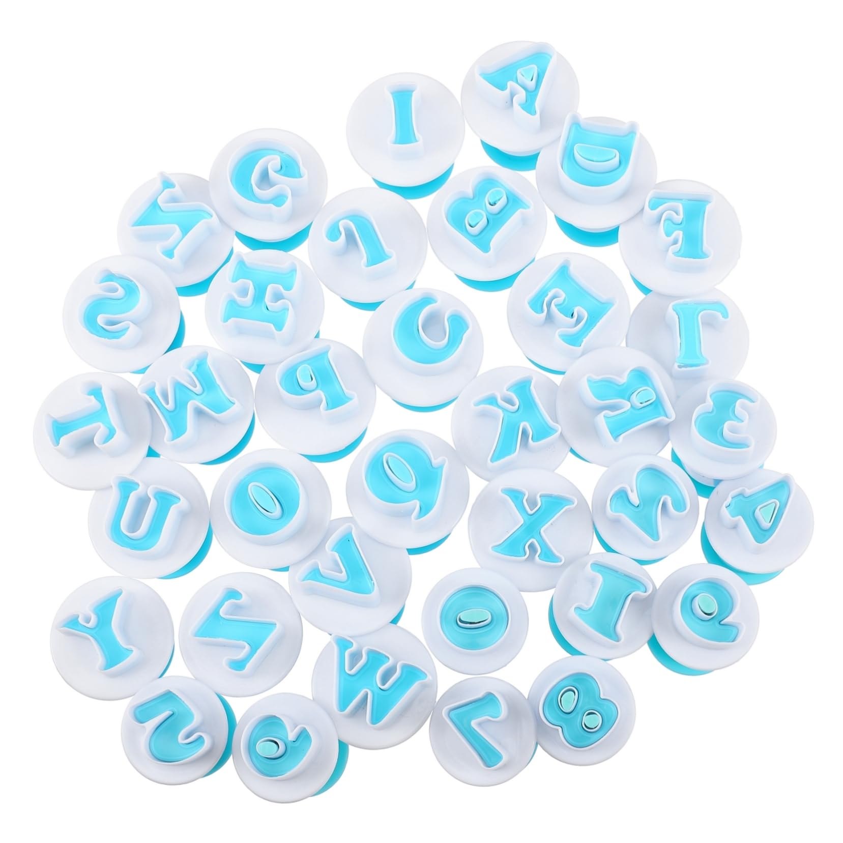 STOBAZA 1Set Cookie Stamp Impress Alphabet Numbers Fondant Embosser Cutter Spring Loaded Design for Easy DIY Baking for Cake Decorating and Sugar Cookie Crafting