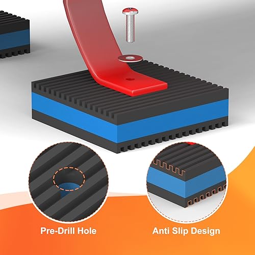 Miniatura 4 de GCGOODS Almohadilla de goma antivibración, 6 x 6 x 78 pulgadas, goma acanalada resistente con almohadillas de aislamiento central de EVA azul para