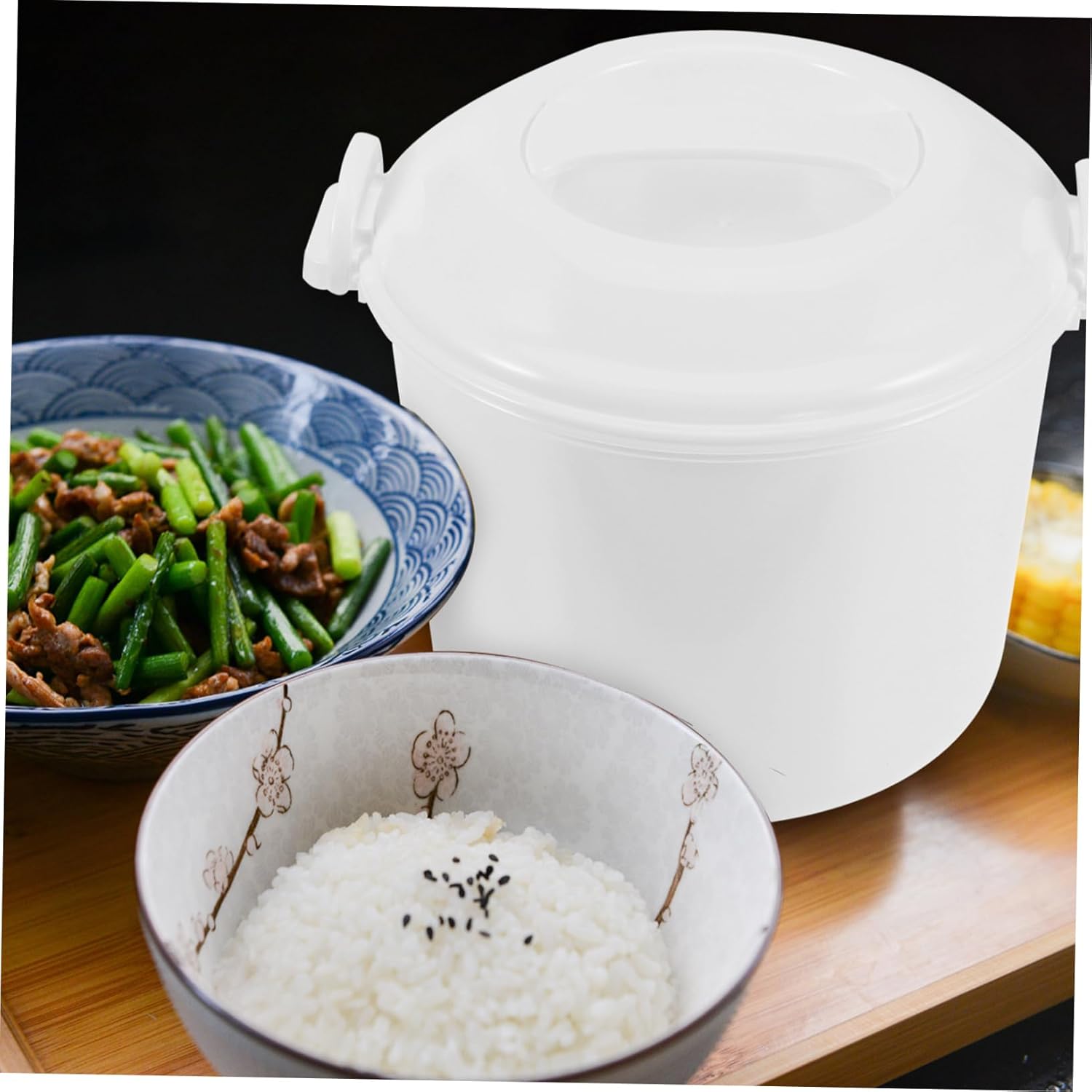 Microwave Rice Cooker with Lid and Steamer Tray Reusable Multifunctional Food Container for Family Meals Versatile Microwaveable Rice Cooker and Steamer for Home Office Dormitory