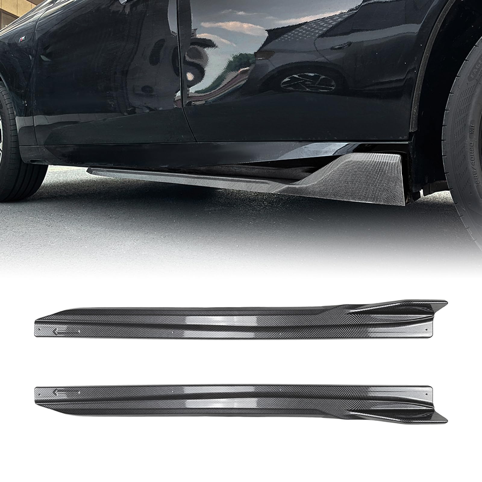 Panel de extensión de faldón lateral de coche para BMW X3 G45 G48 M Sport 2024 2025, aspecto negro/carbono