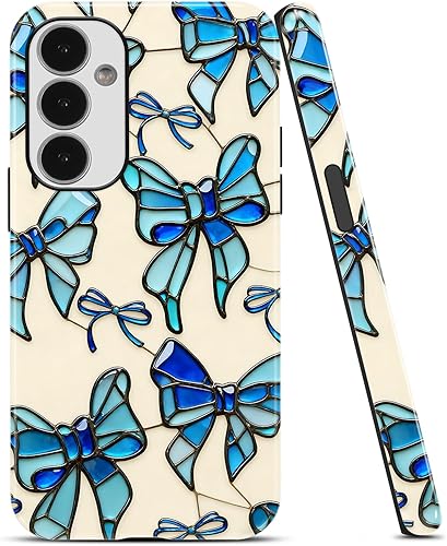 Aoldimu Blue Bow Stained Glass Phone Case for Samsung Galaxy A16 5G Case Cute Gi