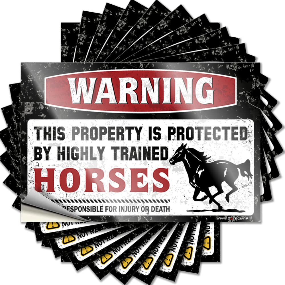 Fzfn Colour Warning This Property Is Protected By A Highly Trained Horses Helmet Western Bathroom - Restroom Accessories Decal Self Adhesive Sticker(8X12cm)