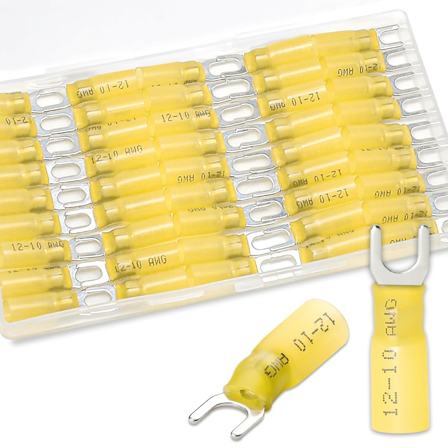 ZONBANG 80PCS 10 Fork Connectors, 1210 Gauge Fork Connector Tinned Copper, Fork Terminals