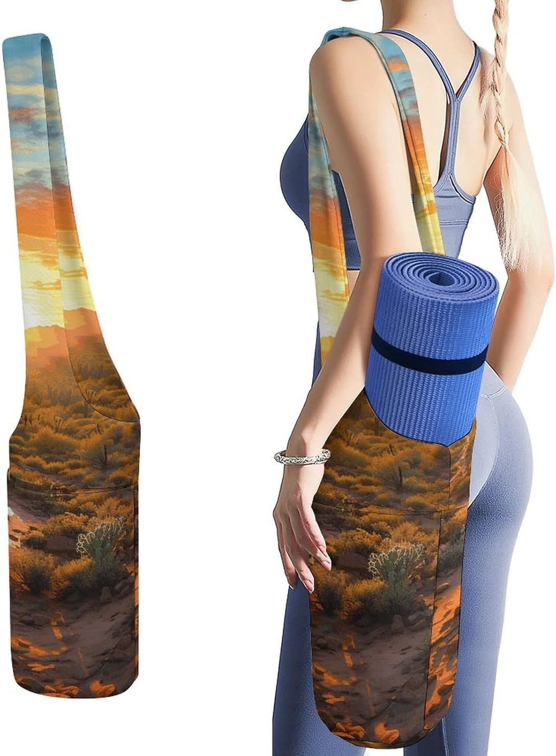 Saguaros at Sunset Yoga Mat Bag Yoga Backpack Multi Pocket Exercise Yoga Mat Carrier Multi-Functional Storage Bag for Pilates Beach Travel And Everyday Use