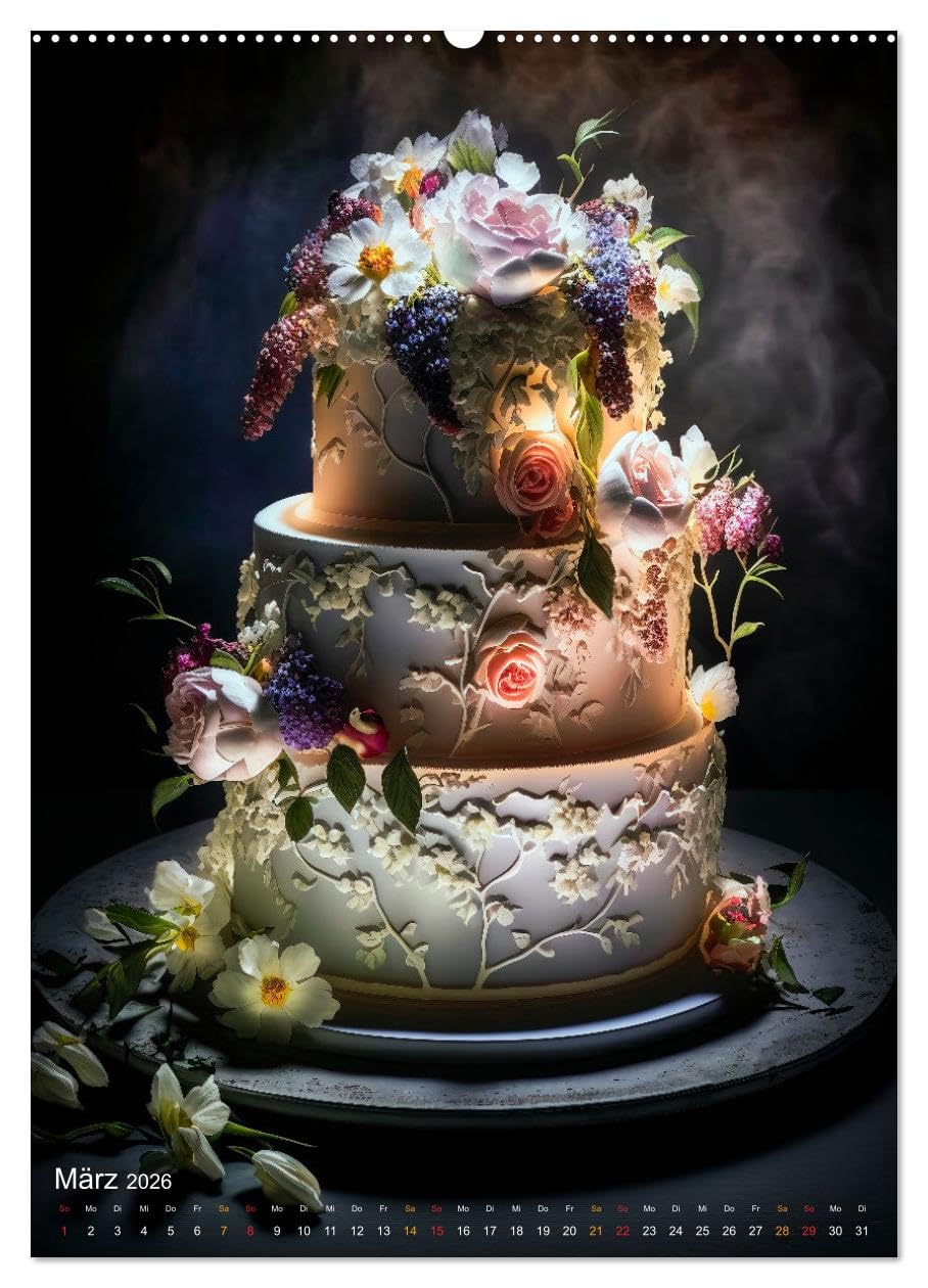 Zur Hochzeit eine Torte (hochwertiger Premium Wandkalender 2026 DIN A2 hoch), Kunstdruck in Hochglanz: Hochzeitstorten - kreative und kunstfertige Meisterwerke (CALVENDO Lifestyle)