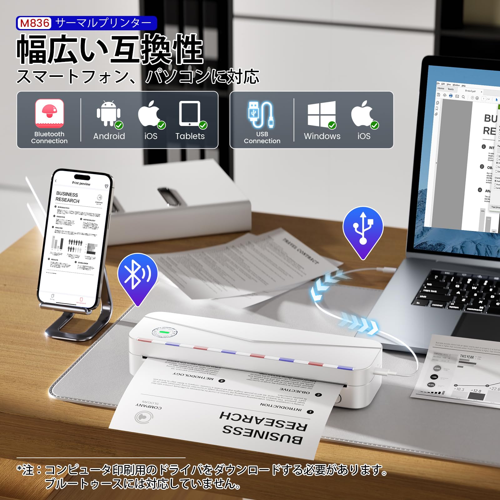 Amazon.co.jp: 【2026年新型】Phomemo サーマルプリンター A4幅 M836