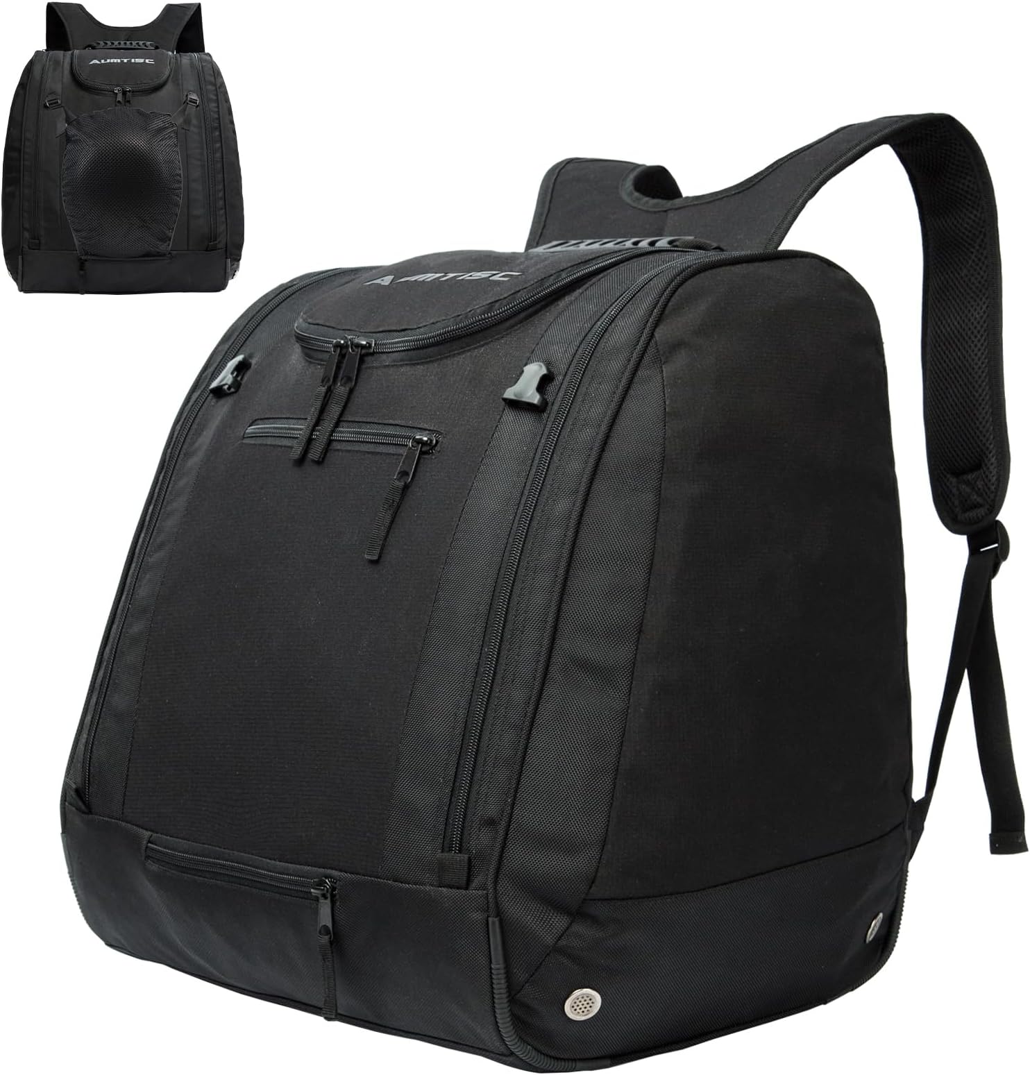 AUMTISC Ski Boot Bag Backpack, Padded SKi Boots and Helmet Bags for Flying Air Travel, Skiing Gear, Goggles, Gloves, Skis & Snowboard