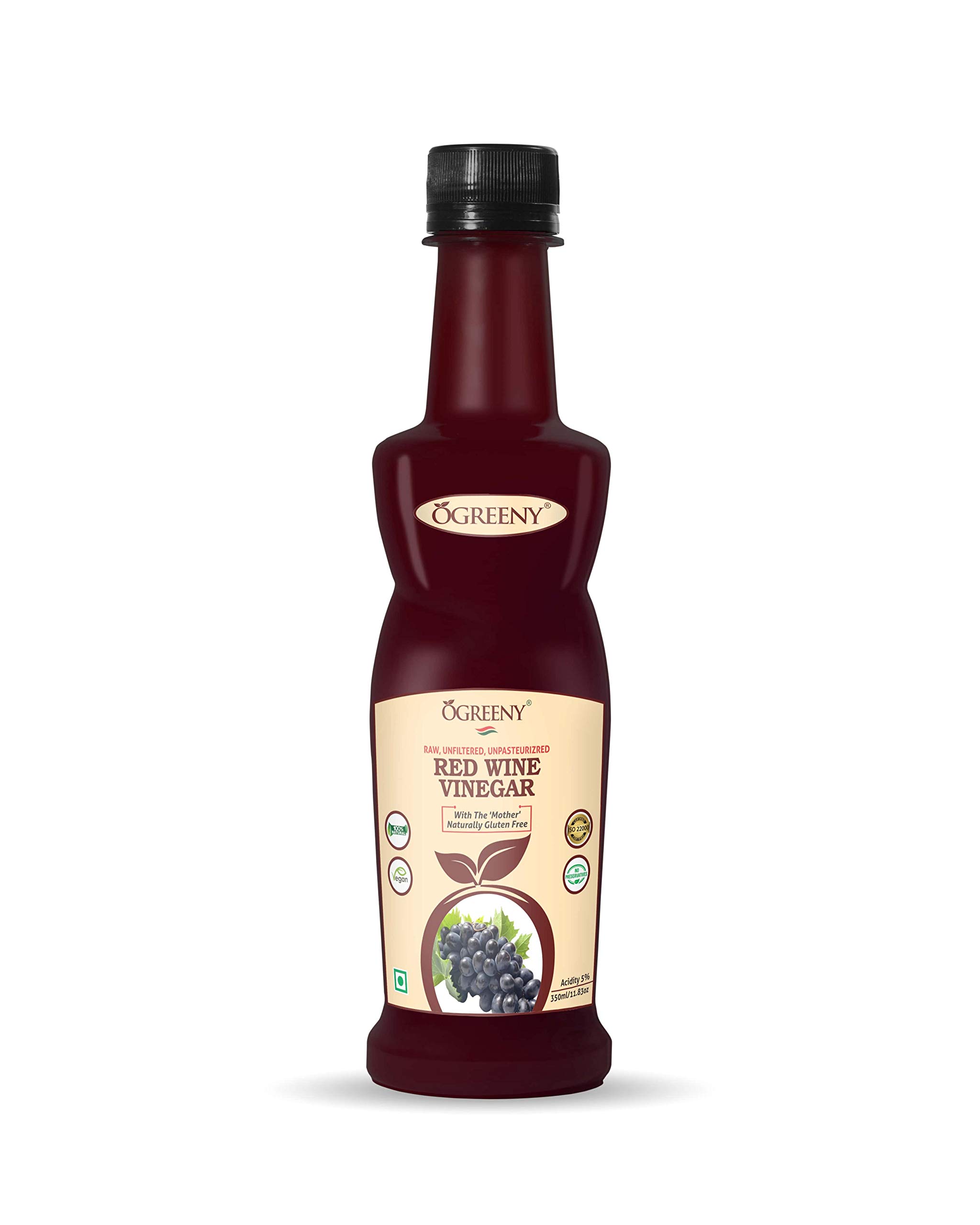 OGREENY Red Wine Vinegar |Balsamic Vinegar Organic Non Alcoholic Drink for Weight Loss 350 ml (Pack of 3 ) - Image 2 thumbnail