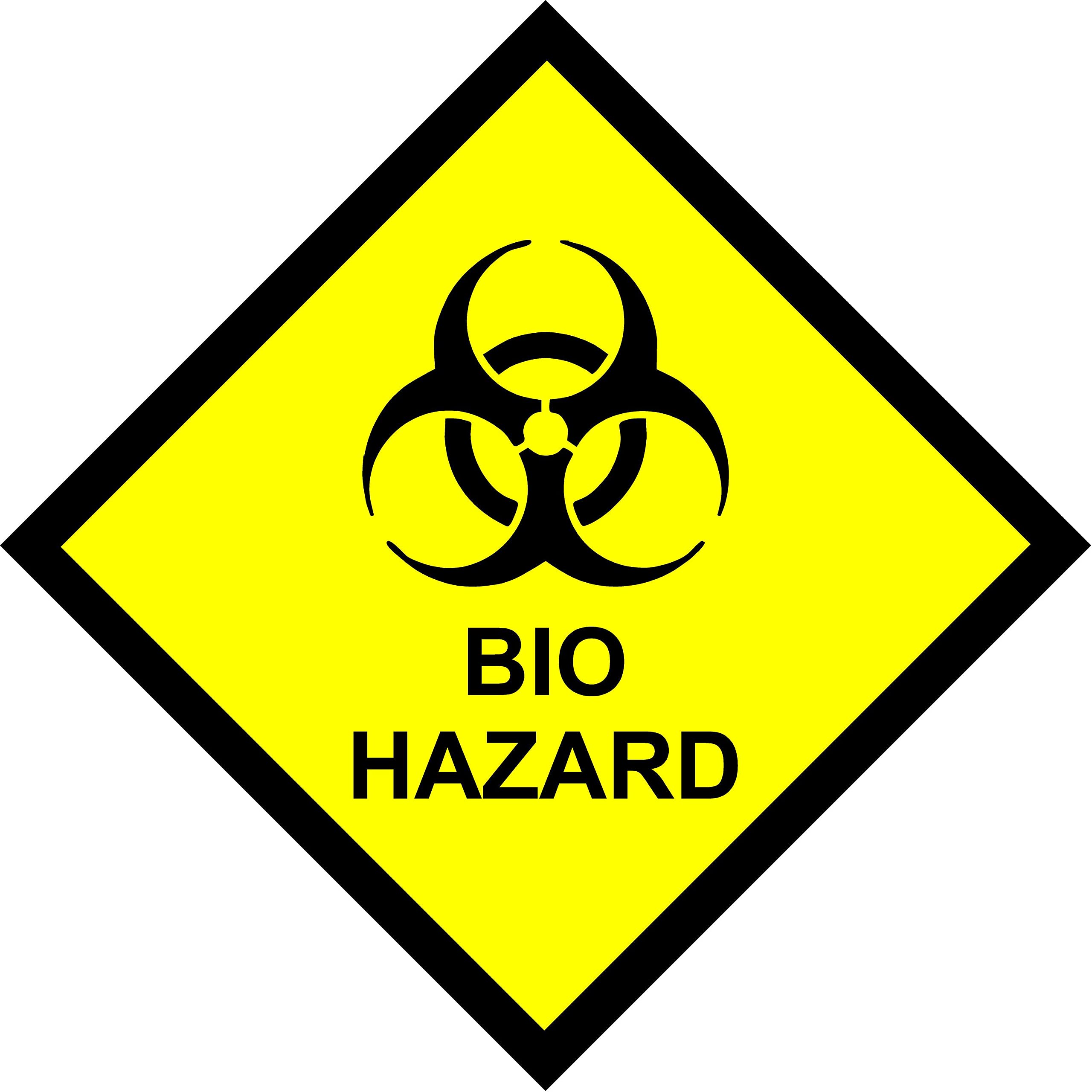 Warning biohazard chemical Safety sign - Self adhesive sticker (300mm x 300mm)