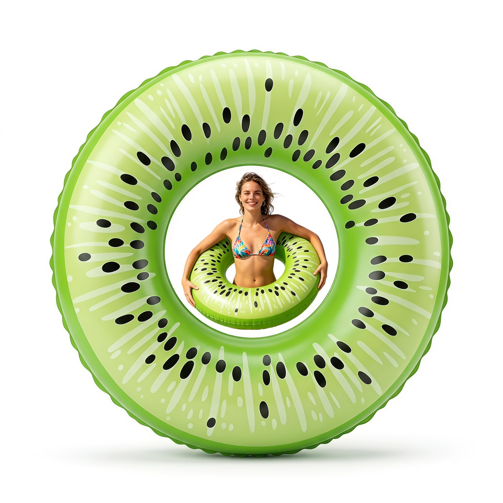NIFTYY Swimming Rings for Kids Adults – Kiwi fruit Swim Tube, Inflatable Pool Floats, Rubber Ring for Swimming, Beach & Pool Party Supplies (90# adults)