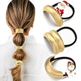 3PCS Gold Hair Ties&comma; Metal Hair Ties for Thick Hair&comma; Elegant Durable Geometric Design&comma; Gold Hair Accessories Stretchy and Non-Damage Ponytail Cuff Holders&comma; 3 Styles in Box Holiday Christmas Gifts