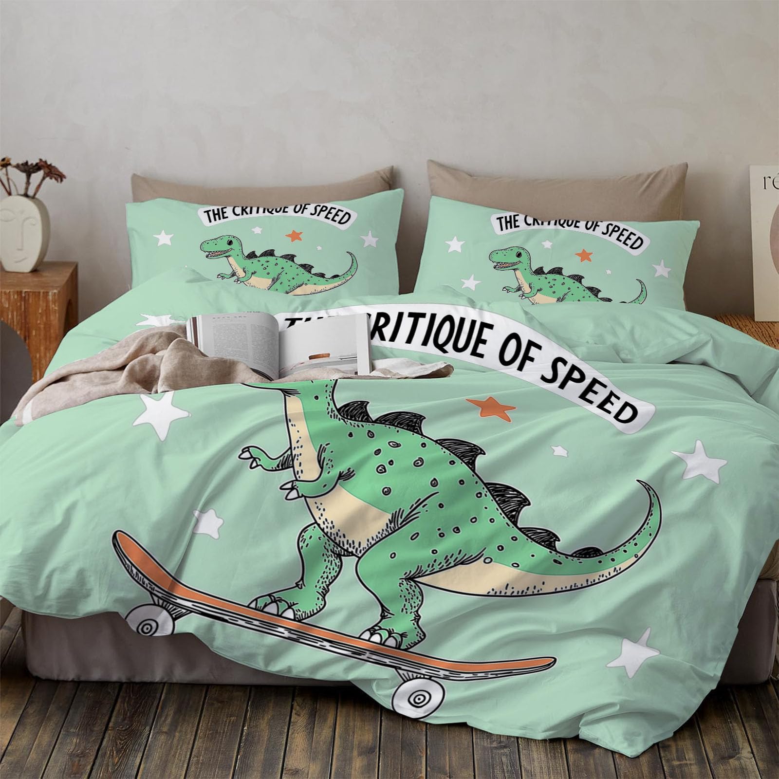 Parure de lit dinosaure en skateboard pour illuminer les nuits des enfants