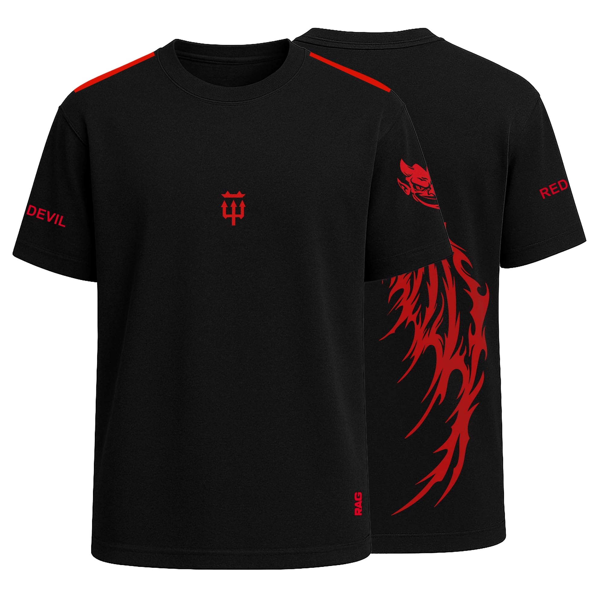 Red Devil T-Shirt 100% Cotton Graphic Printed Tshirt for Men & Women Black T-Shirt-image-5
