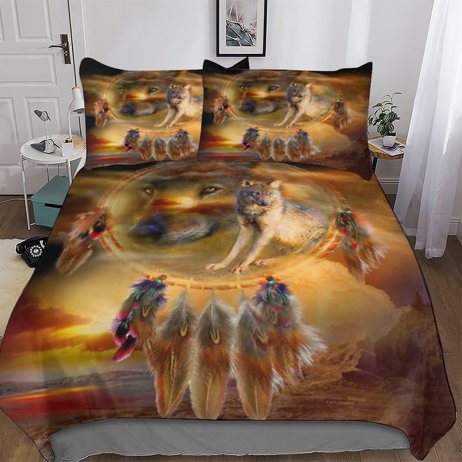 Housse de couette dreamcatcher loup pour une chambre cocooning et douce