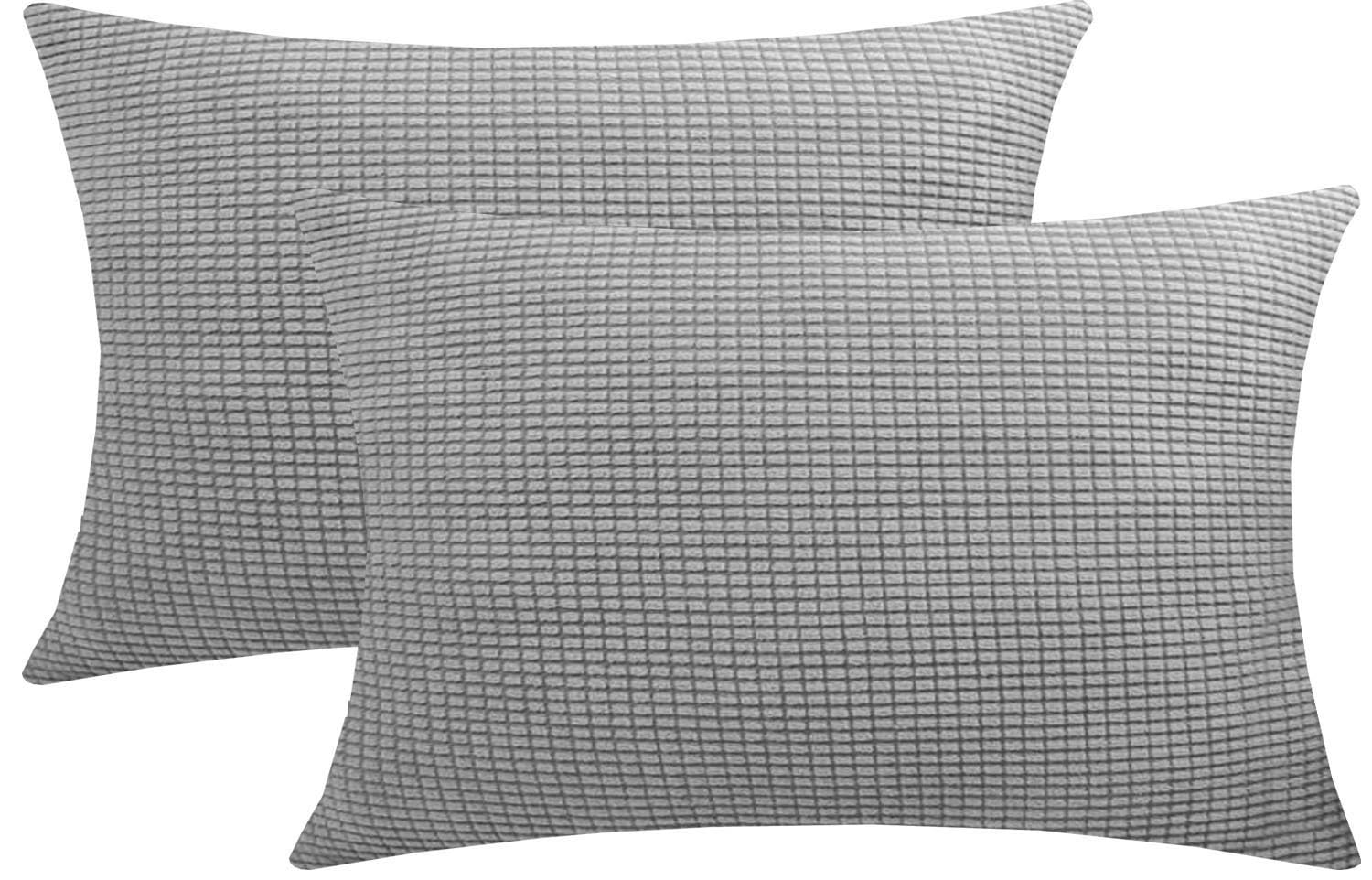Cushion Covers Pack of 2 Large Decorative Square Throw Pillow Case Green/Brown/Grey/Blue for Sofa Living Room Couch,Rectangle Pillowcase Covers with Invisible Zipper(Light gray,60x80cm (Set of 2 ))