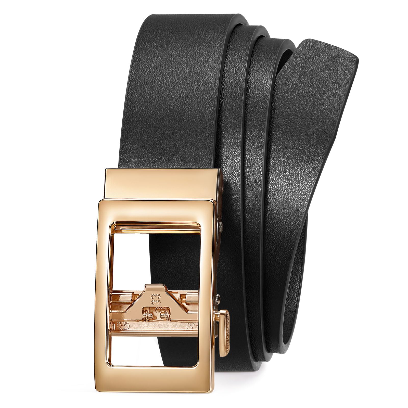 JASGOOD Women Ratchet Leather Belt for Jeans Pants Dress with Gold Sliding Automatic Buckle Ladies Waist Belt Width
