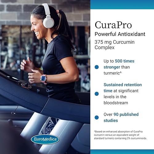Miniatura 3 de Euromedica CuraPro 375mg - 60 cápsulas blandas - Suplemento de curcumina de cúrcuma de alta potencia - Soporte hepático, cerebro e inmunológico