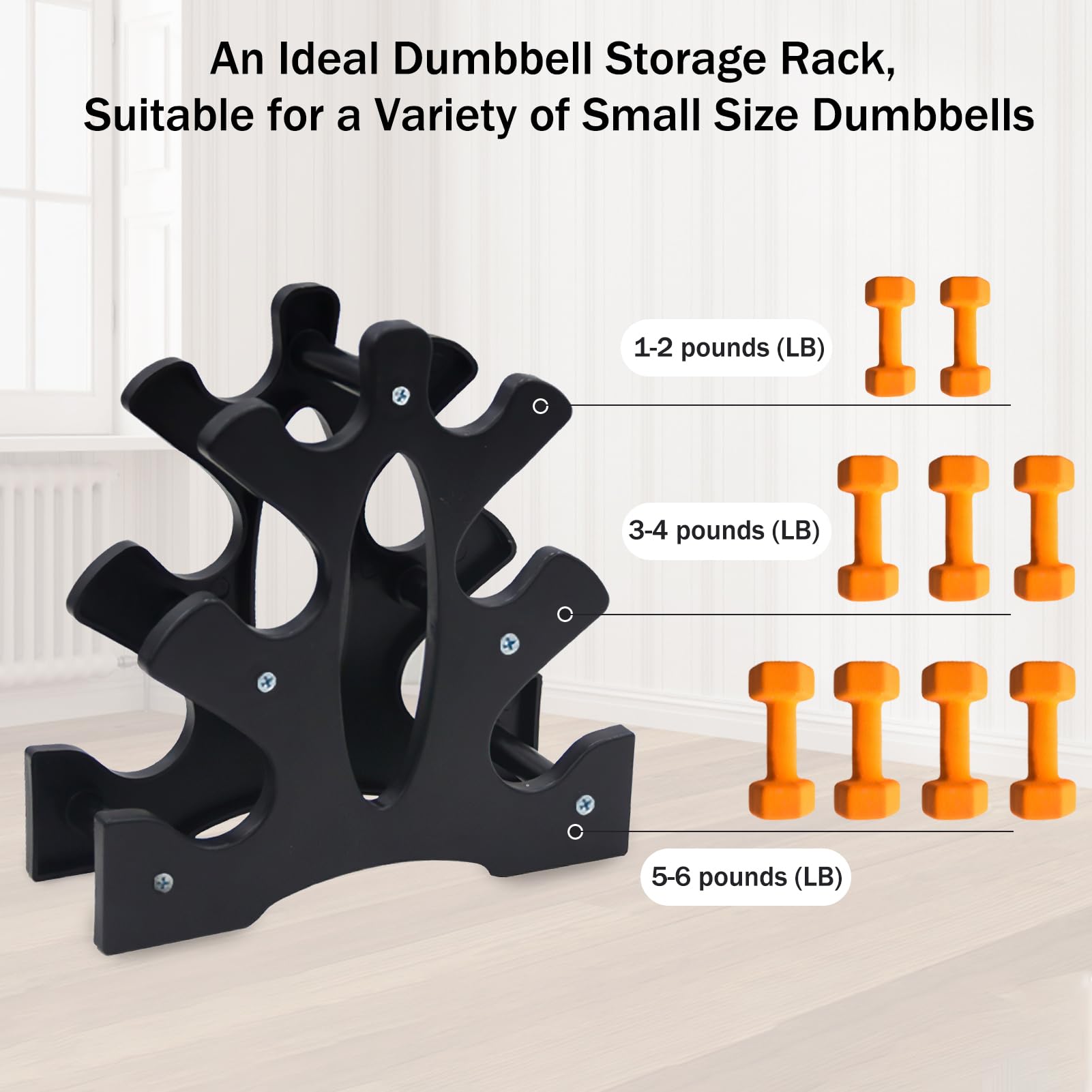 Support D'haltères Triangulaire 3 Niveaux – 23x22,5x8,5 Cm, En PP, Pour Petit équipement De Fitness Maison