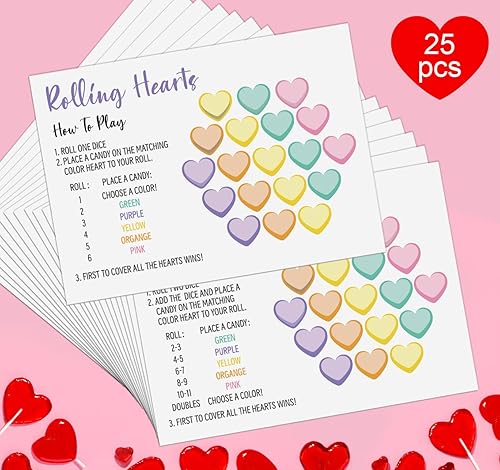 Miniatura 3 de Juego de dados de corazón rodante para el día de San Valentín, juegos de corazones de San Valentín, actividad de San Valentín, fiesta familiar de