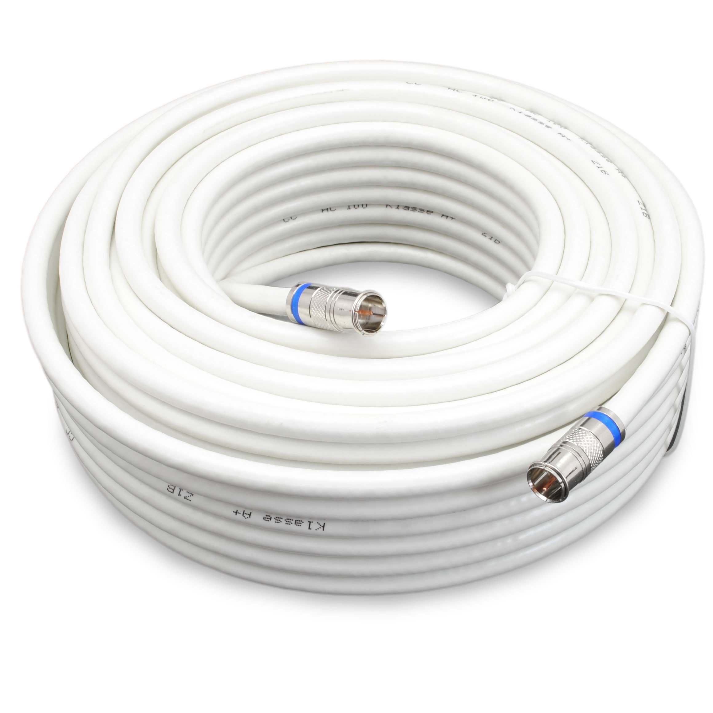 Satix SKK02002 Coaxial Cable 2 F-type quick plugs push-on F-connectors triple shielded 120 dB class A+ satellite dish cable tv 20 m white