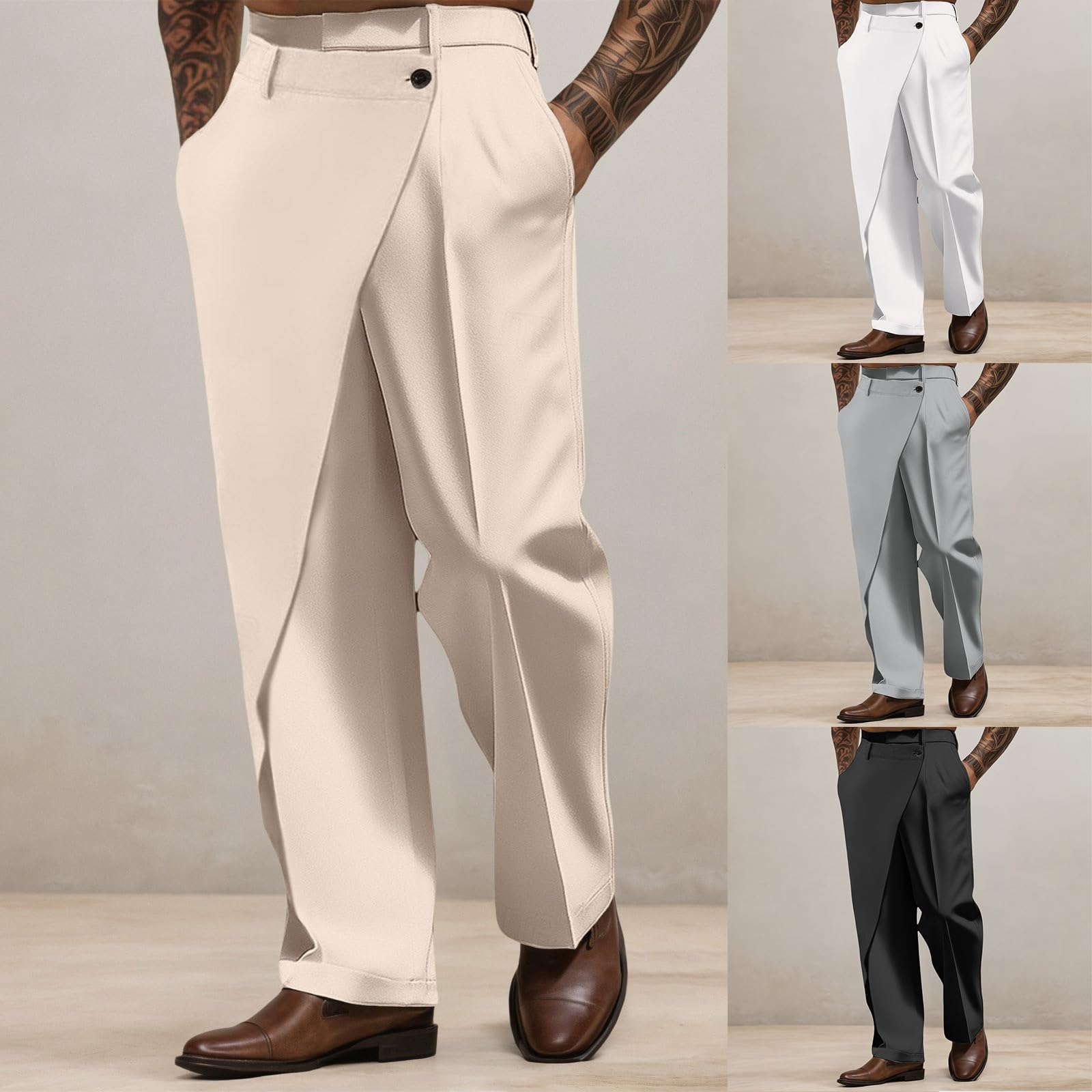 Générique Pantalon Costume Homme Coupe Droite Confort Douceur Long ExtéRieur Mode Streetwear Micro Stretch VêTement Design AsyméTrique Pantalon Homme Travail pour Bureau Mariages