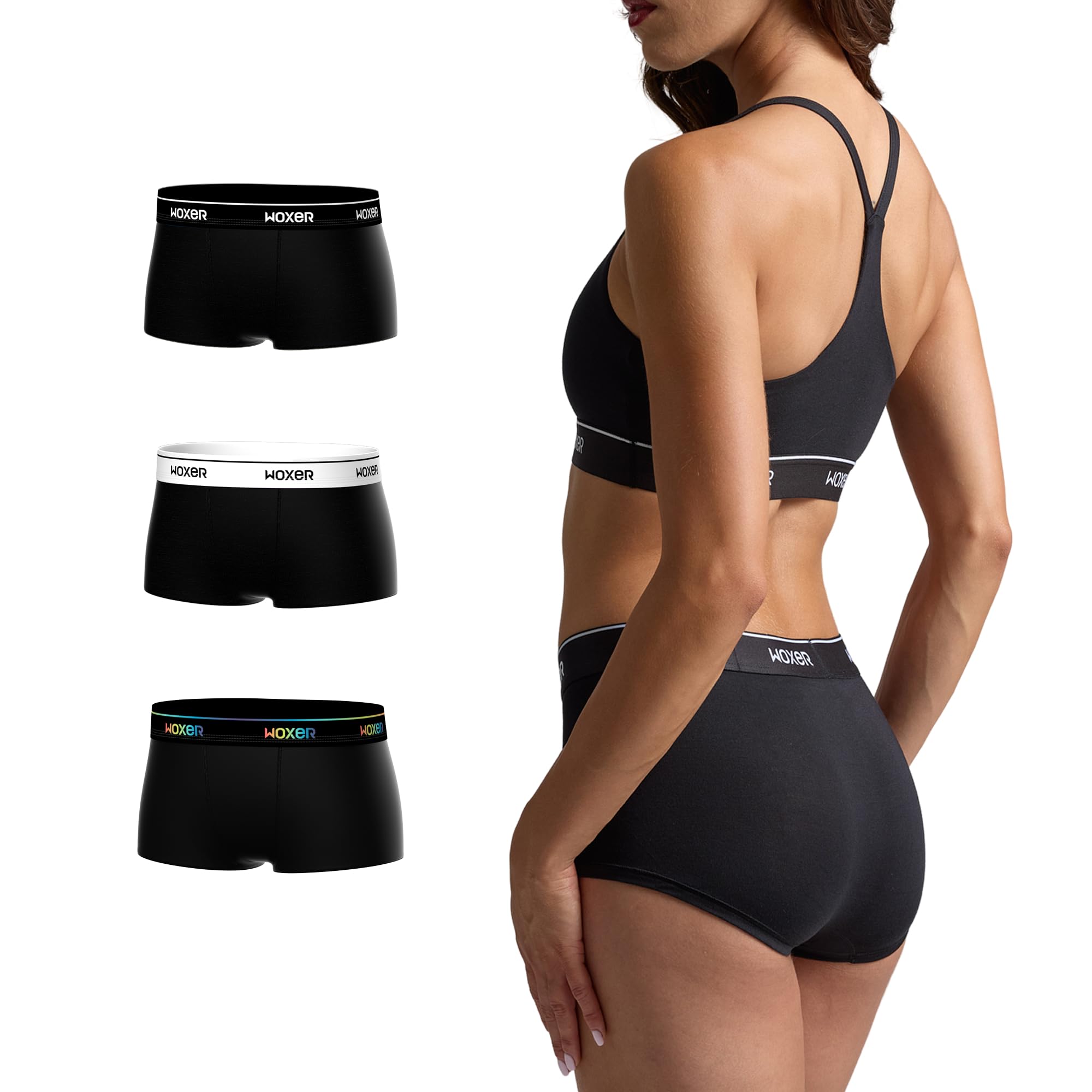 Woxer Womens Boxer Briefs Underwear, Bold Ultra Short Boyshorts Panties Soft Anti-Chafing, No Roll Inseam