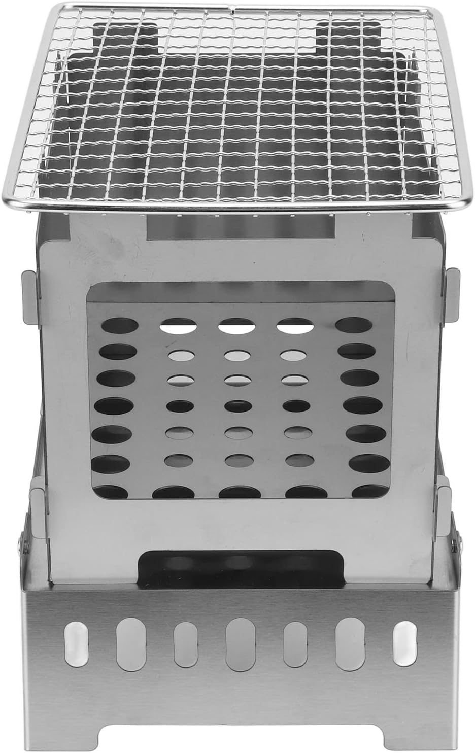 Folding Portable Backpacking Stove, less Steel Wood Burning Stove, Windproof Cam with Grill Net for oor Hiking, t Foldable with Sto